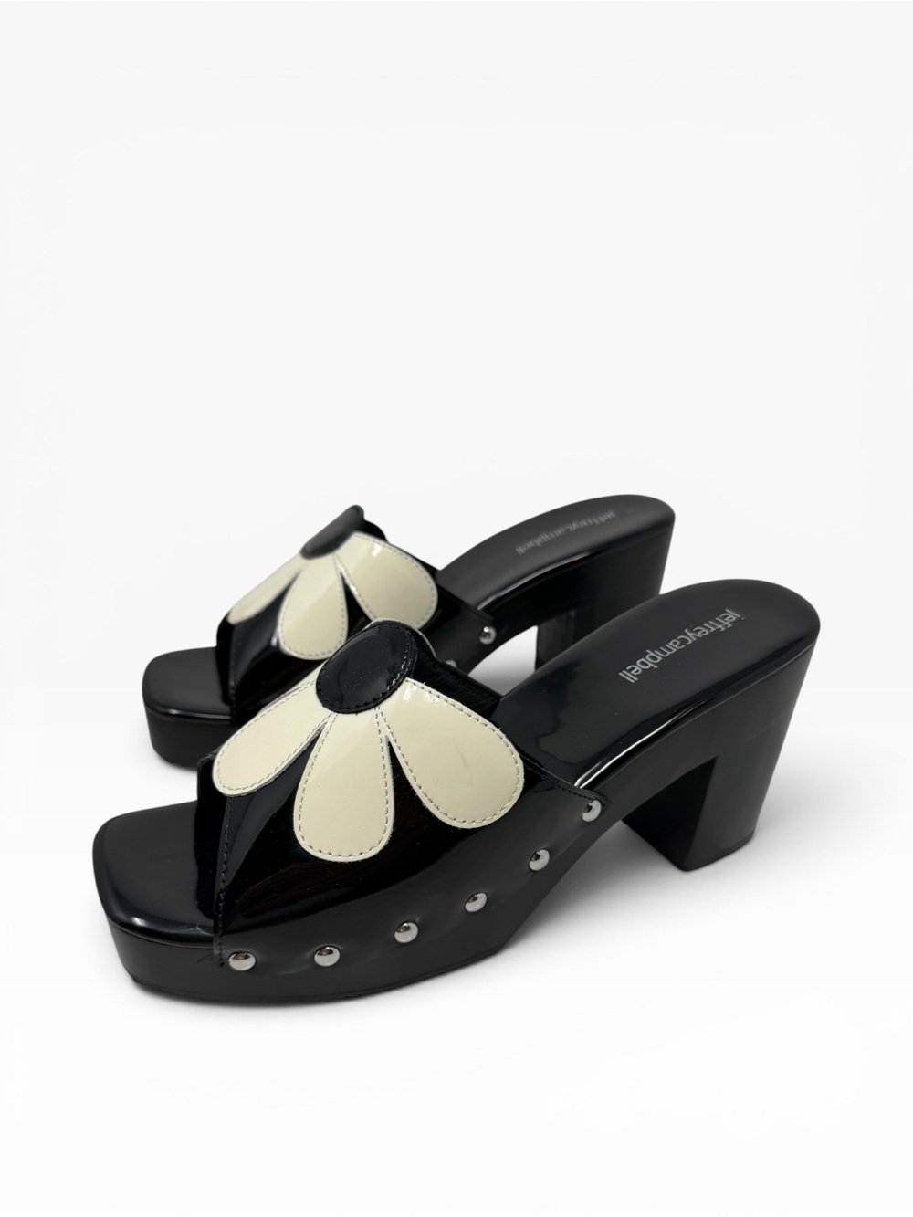 Jeffrey Campbell Amiah daisy platform black white retro mod clog sandals w box - Picture 5 of 9